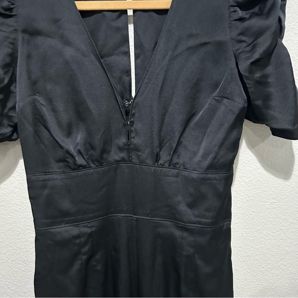 Abercrombie & Fitch black satin jumpsuit xs ruched sleeves - Picture 5 of 11